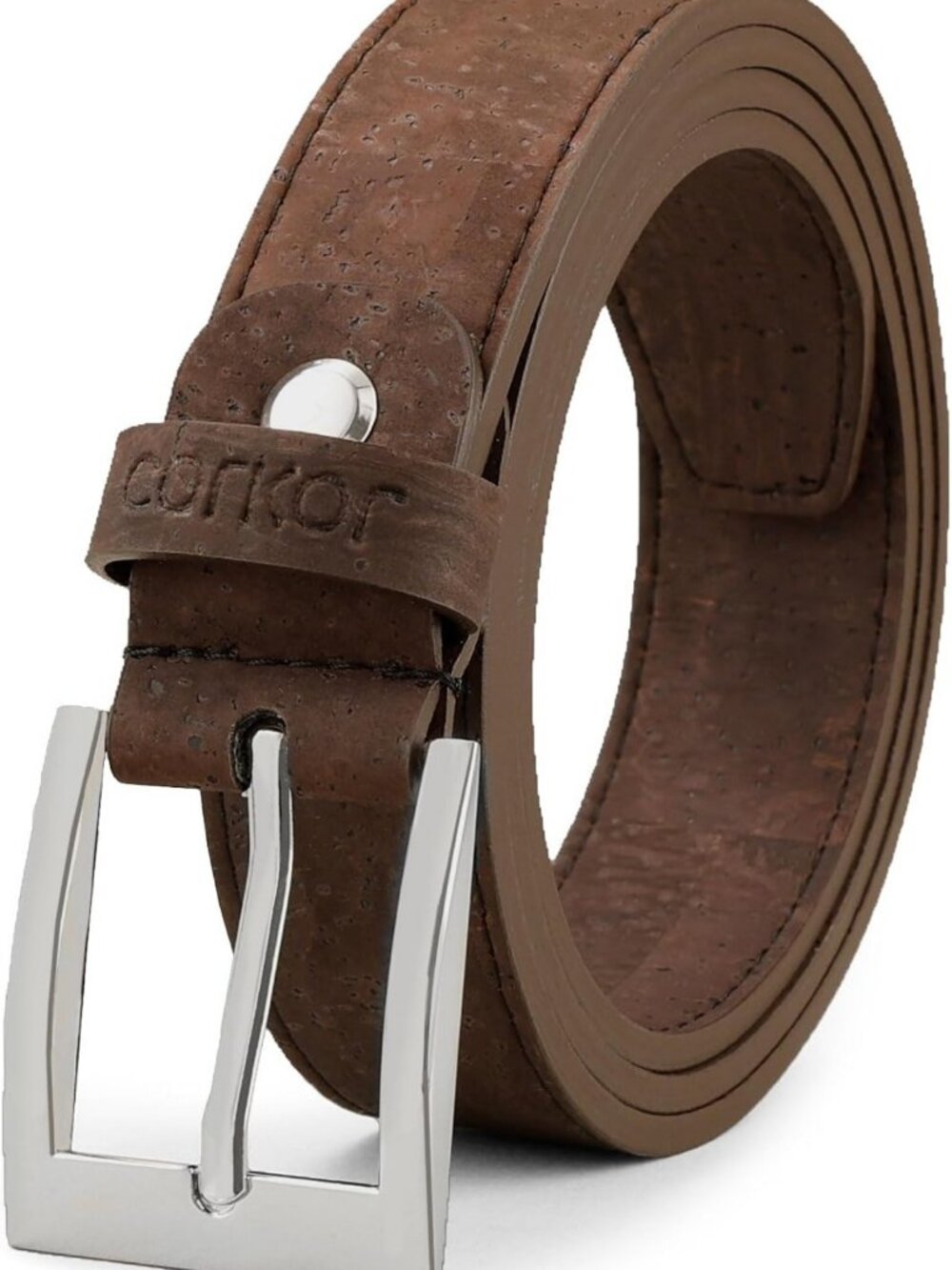 Durable Adjustable Vegan Leather Cork Belt for Men - Brown & Black Casual Style
